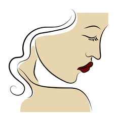 Beautiful girl with red lips and hair stock illustration