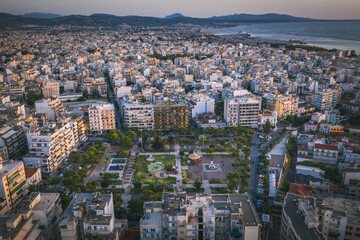 Obraz premium Aerial drone photo of famous town and castle of Patras, Achaia, Peloponnese, Greece