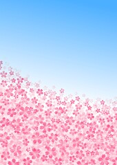 満開の桜と空の縦長の背景イラスト no.01
