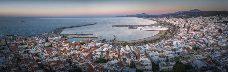 Naklejka premium Rethymno city at Crete island in Greece. The old venetian harbor.