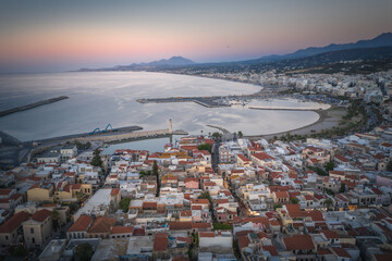 Rethymno city at Crete island in Greece. The old venetian harbor.
