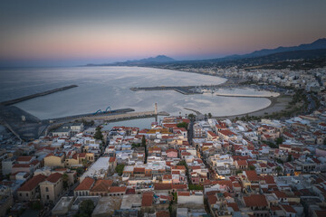 Rethymno city at Crete island in Greece. The old venetian harbor.