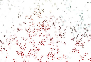 Light green, red vector backdrop with abstract shapes.