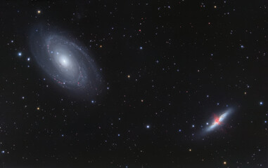 Astronomical photography. Two galaxies in one frame. Galaxies m81 and m82.