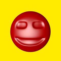 3d illustration. Smile emoji sculpting on a yellow background