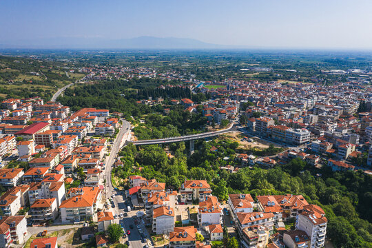 Landscape with panoramic view of Veria a historic town, Greece.