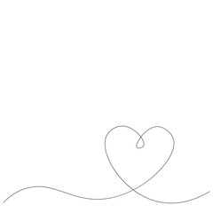 Valentines day background with heart line draw, vector illustration