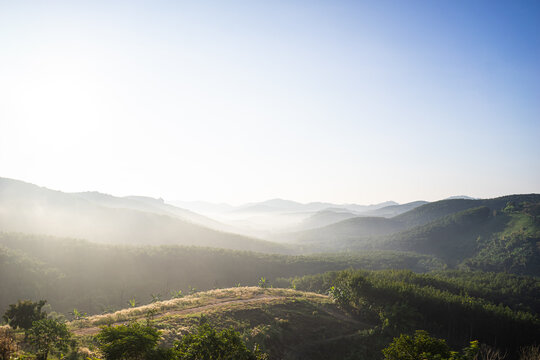 Beautiful landscape mountain with the sunrise in the morning. 
