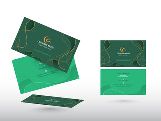 Set Of Editable Business Card Template Layout In Green Color.