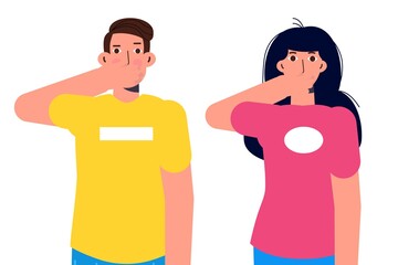 Ignore or avoid concept wiht characters. Speak no evil. Vector illustration.