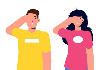 Obraz premium Ignore or avoid concept wiht characters. See no evil . Vector illustration.