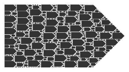 Recursive collage of direction right. Flat vector direction right collage is designed from scattered self direction right icons.