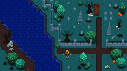 Tomb top down game tileset © pzUH
