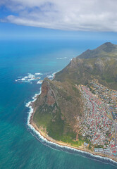 Cape Town, Western Cape / South Africa - 11/26/2020: Aerial photo of Hangberg