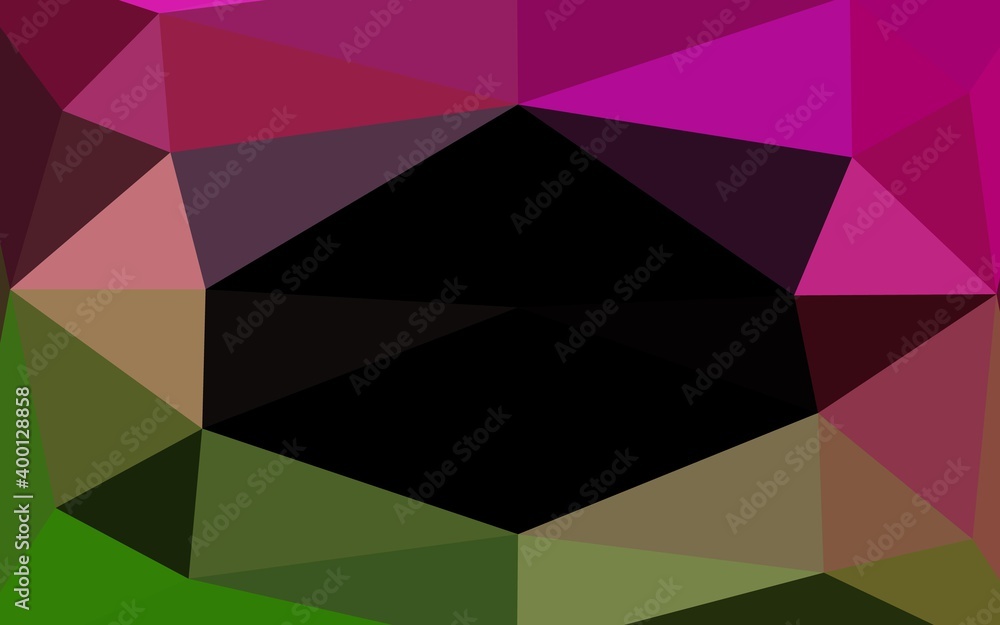 Wall mural light pink, green vector triangle mosaic cover.