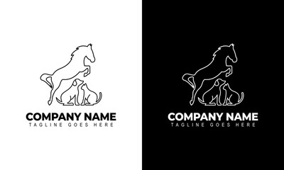 Creative Vector of a Horse, Dog, Cat logo design Animals. graphic illustration