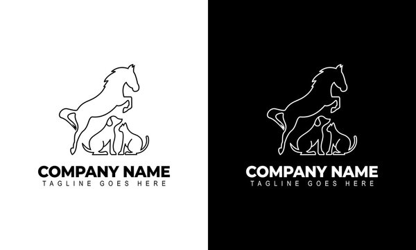 Creative Vector of a Horse, Dog, Cat logo design Animals. graphic illustration