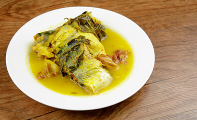 Signature dish of Pahang, Malaysia known as Gulai Patin Masak Tempoyak and Pais Patin.