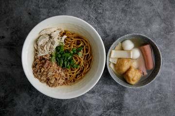 delicious chinese soy sauce noodle with soup