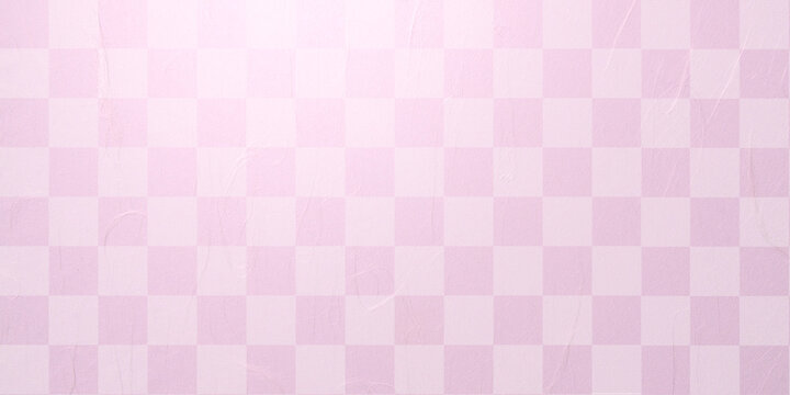 市松模様とピンクの和紙の背景素材（アブストラクト）

