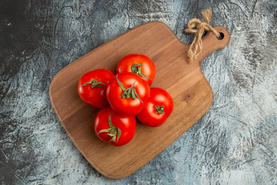 top view fresh red tomatoes on dark-light background ripe photo salad food
