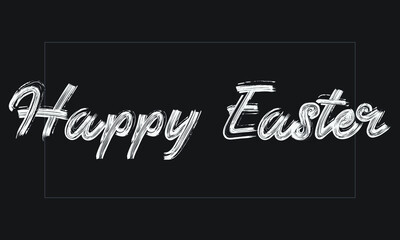 Happy Easter Typography Handwritten modern brush lettering words in white text and phrase isolated on the Black background