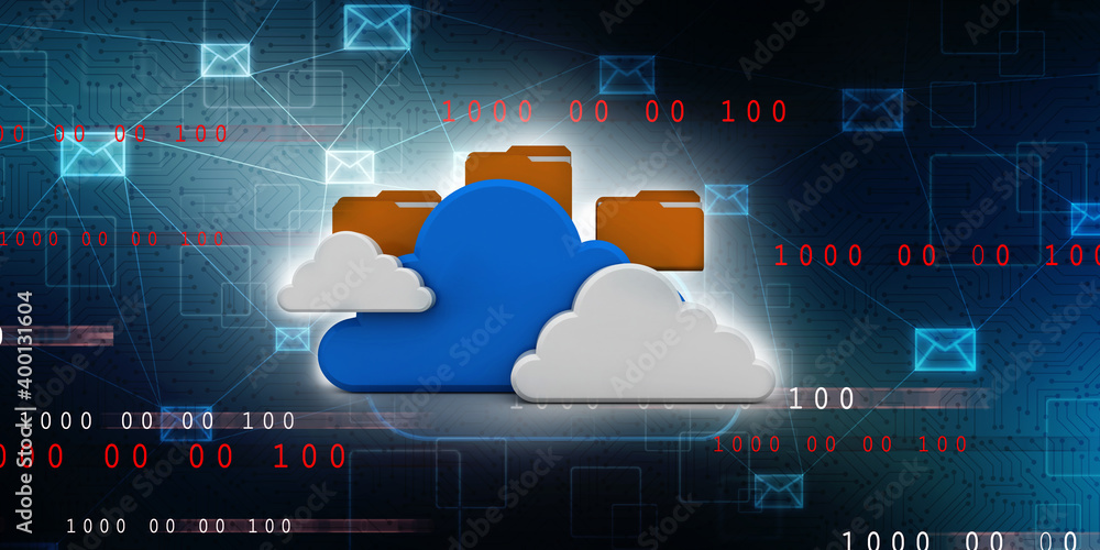 Poster 3d rendering cloud folder network