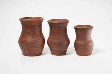 Pottery Craft, ceramic product with your own hands, made on a Potter's wheel, isolated on a white background