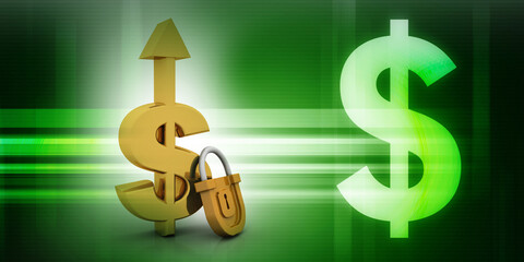 3d rendering Dollar symbol with locker