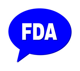 Speech FDA Colored Cloud Message. FDA caption is located inside colored cloud with shadow. Vector quote caption inside message frame.