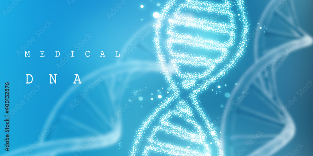 Poster 2d render of dna structure, abstract background