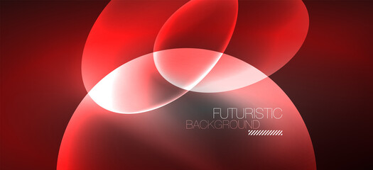 Neon ellipses abstract backgrounds. Shiny bright round shapes glowing in the dark. Vector futuristic illustrations for covers, banners, flyers and posters and other