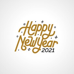 Happy New Year 2021 with lettering typography style for greeting card vector illustration
