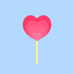 Fototapeta na wymiar Lollipop icon, heart candy, flat graphic design template, vector 