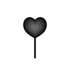 Lollipop icon, heart candy, flat graphic design template, vector 