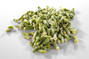 frozen okras on white background
