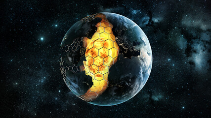Cut earth in space 3D Illustration © vmdesignvideo