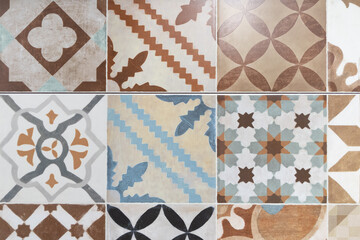 brown vintage floral background in patchwork wallpaper pattern