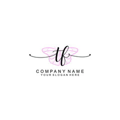 Initial TF Handwriting, Wedding Monogram Logo Design, Modern Minimalistic and Floral templates for Invitation cards	

