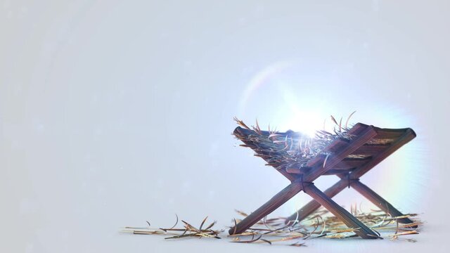 Nativity of Jesus Scene with twinkling stars of Bethlehem with sparkling advent Christmas story