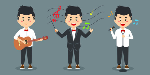 Fototapeta premium Set Of Cute Musician Character