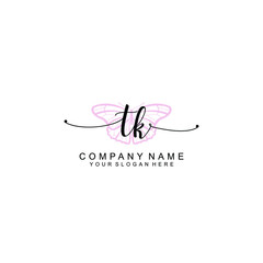 Initial TK Handwriting, Wedding Monogram Logo Design, Modern Minimalistic and Floral templates for Invitation cards	
