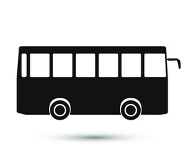 Bus icon. Isolated technical drawing. Black illustration of transportation. 10 eps design.