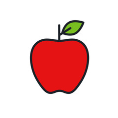 Apple icon. Linear color icon, contour, shape, outline. Thin line. Modern minimalistic design. Vector illustrations of fruits