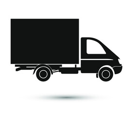 Lorry icon. Isolated technical drawing. Black vector illustration of transportation. 10 eps design.