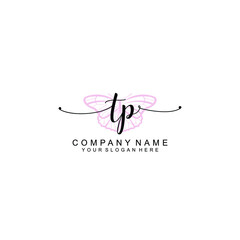 Initial TP Handwriting, Wedding Monogram Logo Design, Modern Minimalistic and Floral templates for Invitation cards	
