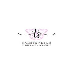 Initial TS Handwriting, Wedding Monogram Logo Design, Modern Minimalistic and Floral templates for Invitation cards	
