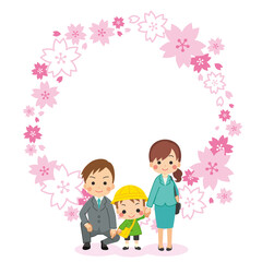 可愛い新一年生の女の子と入学を祝う家族 仲良し親子 桜フレーム Wall Mural ぽこたぽこ 可愛い新一年生の女の子と入学を祝う家族 仲良し親子 桜フレーム Wall Mural ぽこたぽこ