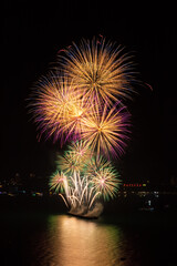 Colorful firework over Pattaya beach during International Festival, celebration for New Year