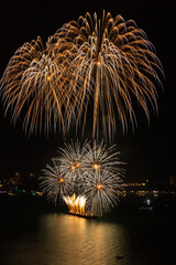 Colorful firework over Pattaya beach during International Festival, celebration for New Year